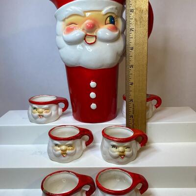 Lot 379: Hard to Find 1960 Howard Holt Vintage Santa Pitcher and Mugs