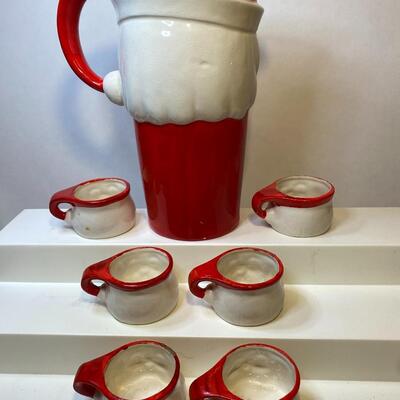 Lot 379: Hard to Find 1960 Howard Holt Vintage Santa Pitcher and Mugs