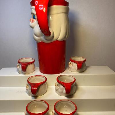 Lot 379: Hard to Find 1960 Howard Holt Vintage Santa Pitcher and Mugs