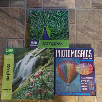 Lot 160: New Puzzles: Peacock, Water Fall  & Hot Air Balloon Photomosaic (Great Gifts!)