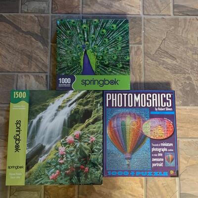 Lot 160: New Puzzles: Peacock, Water Fall  & Hot Air Balloon Photomosaic (Great Gifts!)