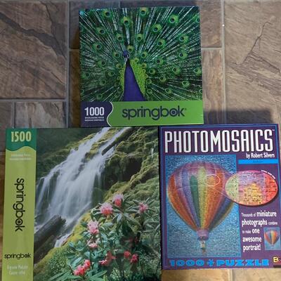 Lot 160: New Puzzles: Peacock, Water Fall  & Hot Air Balloon Photomosaic (Great Gifts!)