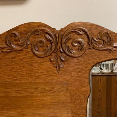Lot 495: Vintage Mirrored Oak Secretary w/Side Book/Curio Case (Keys Included)