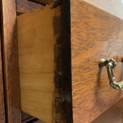 Lot 495: Vintage Mirrored Oak Secretary w/Side Book/Curio Case (Keys Included)