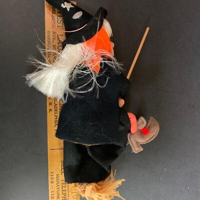 Lot 199: Vintage Halloween: Napco Spaghetti Trim Vase & Flying Witch