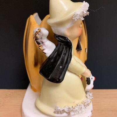 Lot 199: Vintage Halloween: Napco Spaghetti Trim Vase & Flying Witch