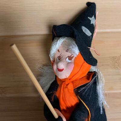 Lot 199: Vintage Halloween: Napco Spaghetti Trim Vase & Flying Witch