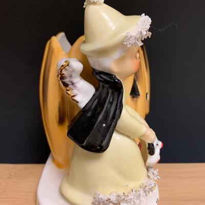 Lot 199: Vintage Halloween: Napco Spaghetti Trim Vase & Flying Witch