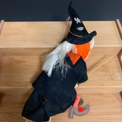 Lot 199: Vintage Halloween: Napco Spaghetti Trim Vase & Flying Witch