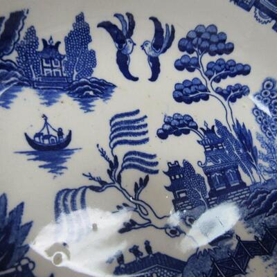 Vintage Blue Willow Oval Veggie Bowl, 10"