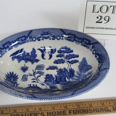 Vintage Blue Willow Oval Veggie Bowl, 10"