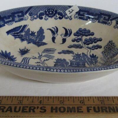 Vintage Blue Willow Oval Bowl