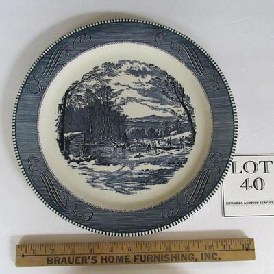 Very Large Vintage Currier and Ives 12" Round Tray