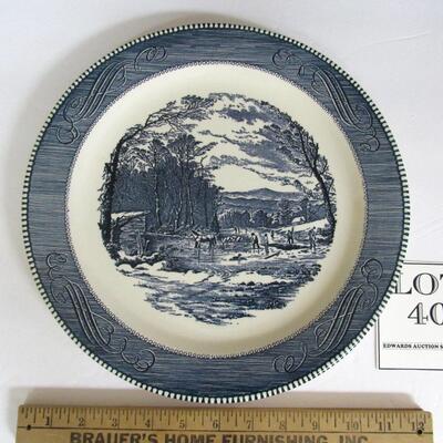 Very Large Vintage Currier and Ives 12" Round Tray