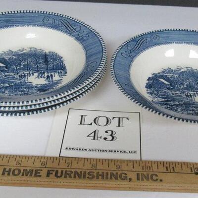 4 Vintage Currier and Ives 8" Soup Bowls