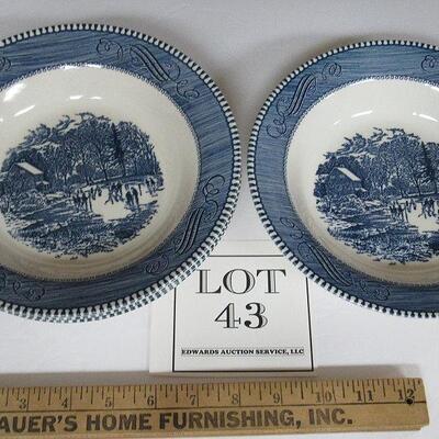 4 Vintage Currier and Ives 8" Soup Bowls