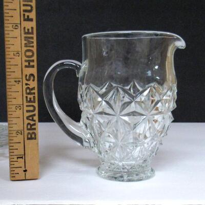 Pressed Glass 5 1/2" Small Pitcher and 8 1/2" Matching Plate - Think Christmas Milk and Cookies!