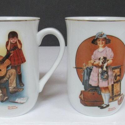 4 Nice Older Norman Rockwell Mugs, 1981, Made in Japan