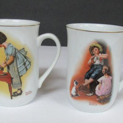 4 Nice Older Norman Rockwell Mugs, 1981, Made in Japan