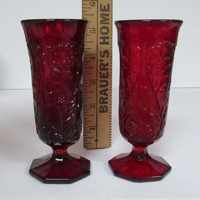 Vintage McKee Rock Crystal Parfait Glasses, Ruby Red