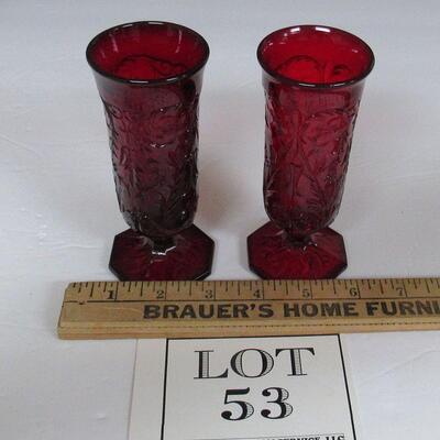 Vintage McKee Rock Crystal Parfait Glasses, Ruby Red