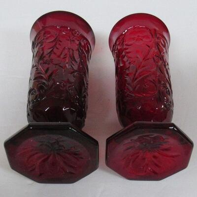 Vintage McKee Rock Crystal Parfait Glasses, Ruby Red