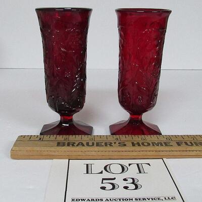 Vintage McKee Rock Crystal Parfait Glasses, Ruby Red
