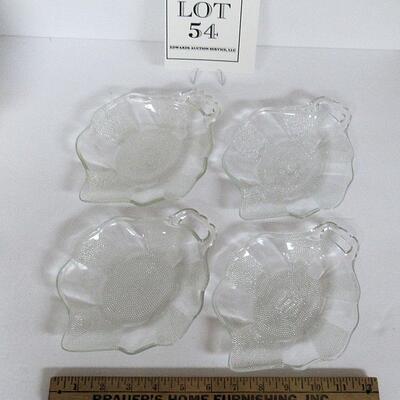 4 Vintage Jeanette Glass Dew Drop Leaf Shaped Dishes