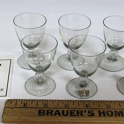 Set of 6 Vintage MCM Kosta Sweden Bernadette Pattern Tiny Cordials, Smoke Gray Color