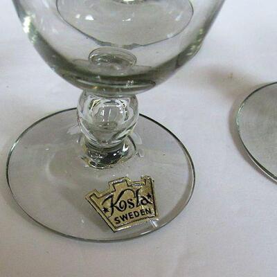 Set of 6 Vintage MCM Kosta Sweden Bernadette Pattern Tiny Cordials, Smoke Gray Color