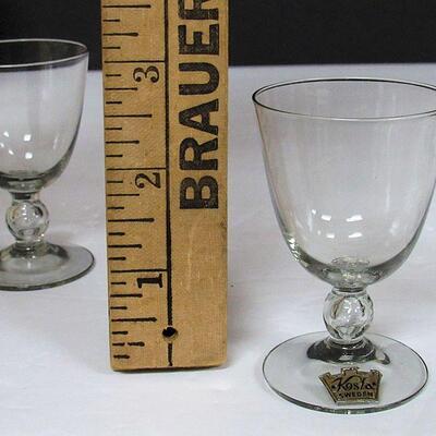 Set of 6 Vintage MCM Kosta Sweden Bernadette Pattern Tiny Cordials, Smoke Gray Color