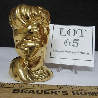 Vintage Gold Painted Ceramic Head Vase