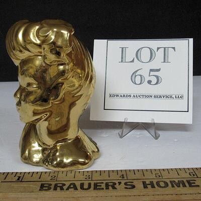 Vintage Gold Painted Ceramic Head Vase