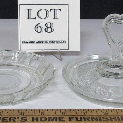 Vintage Jeanette Glass Dew Drop Punch Bowl Base and Center Handled Server