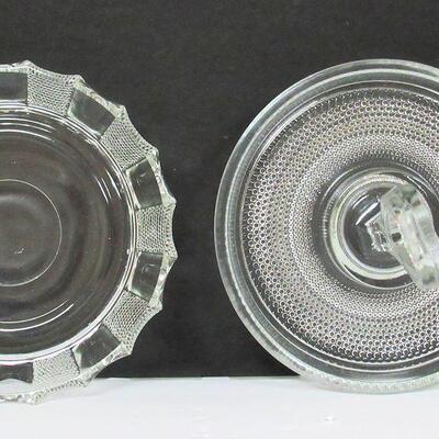 Vintage Jeanette Glass Dew Drop Punch Bowl Base and Center Handled Server