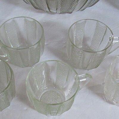 Vintage Jeanette Glass Dew Drop Punch Bowl, 12 Cups, Base - Think Christmas Dining!