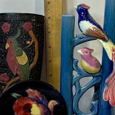 Lot 376 Vintage Wall Pocket, Vase and  Moorcroft Pottery Plates