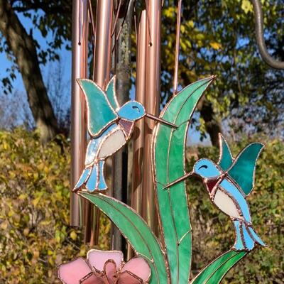Lot 451: New Gallery Hummingbird Wind Chimes with Stained Glass