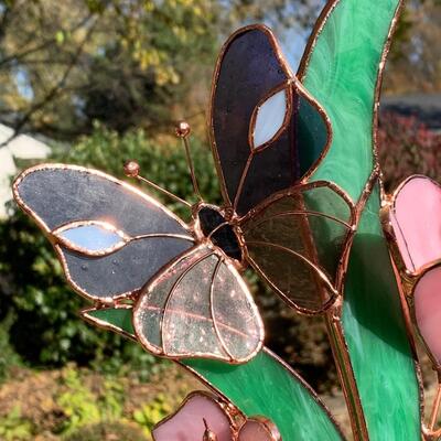 Lot 452 New Gallery Butterfly Wind Chimes with Stained Glass