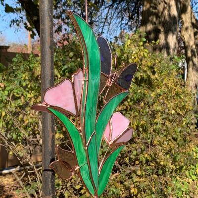 Lot 452 New Gallery Butterfly Wind Chimes with Stained Glass