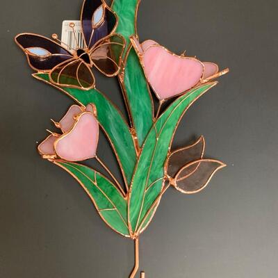 Lot 452 New Gallery Butterfly Wind Chimes with Stained Glass