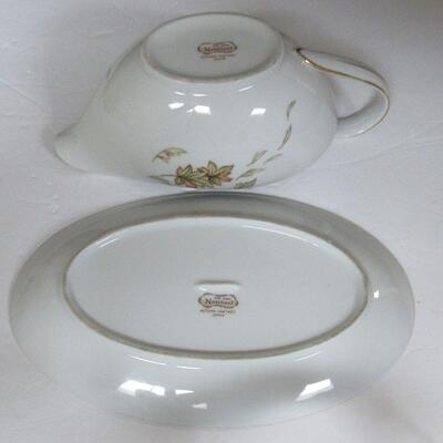 Vintage Norcrest Fall Theme Gravy Boat and Underplate