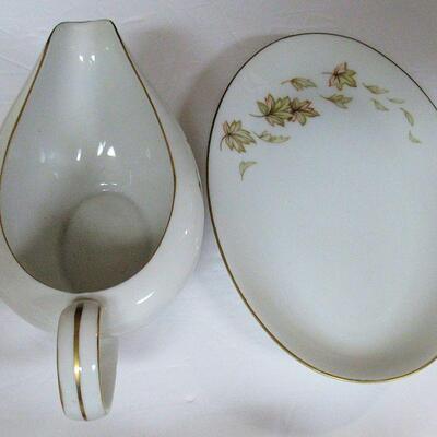 Vintage Norcrest Fall Theme Gravy Boat and Underplate