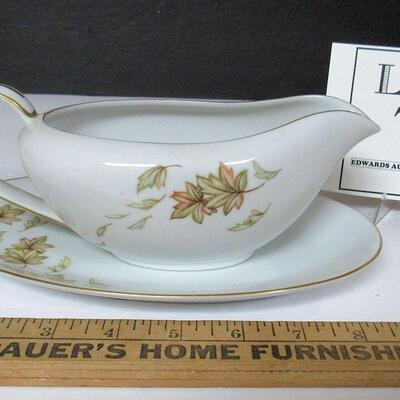 Vintage Norcrest Fall Theme Gravy Boat and Underplate