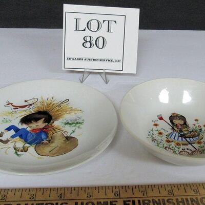 2 Vintage Child's Nursery Rhyme Dishes, Ridgway Staffordshire England