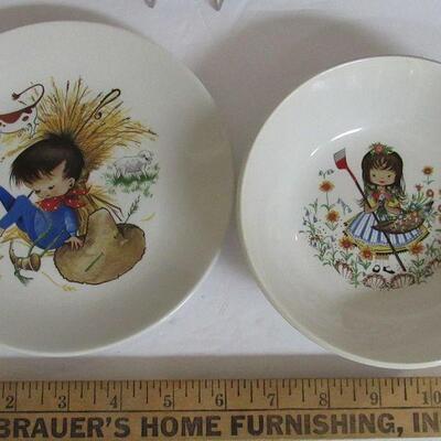 2 Vintage Child's Nursery Rhyme Dishes, Ridgway Staffordshire England