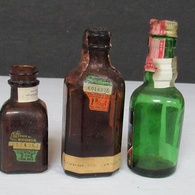 3 Old Miniature Booze Bottles, Empty of Course