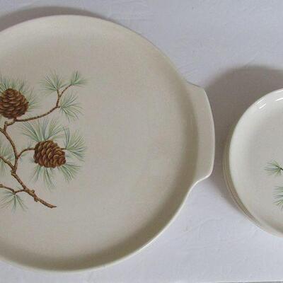 Vintage French Saxon China Pine Cone Cake Plate and Small Plates