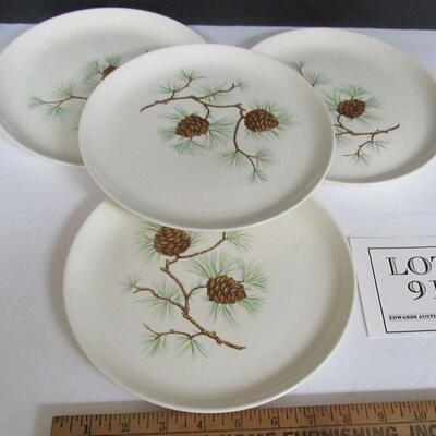 Vintage French Saxon China Pine Cone 9" Plates, Set of 4