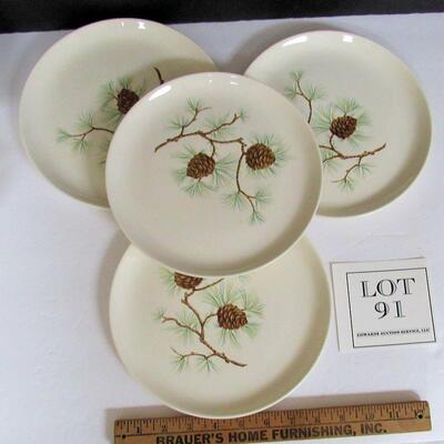 Vintage French Saxon China Pine Cone 9" Plates, Set of 4